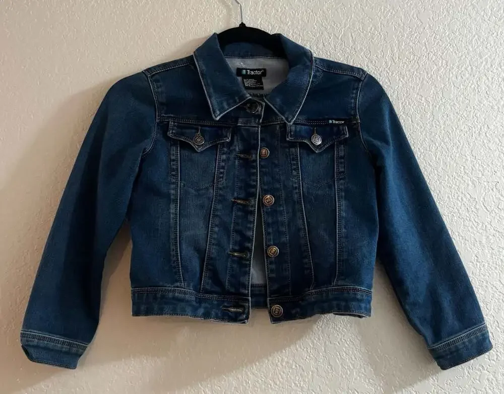 Tractor Jeans Girls Size 6 Dark Wash Stretch Denim Jacket